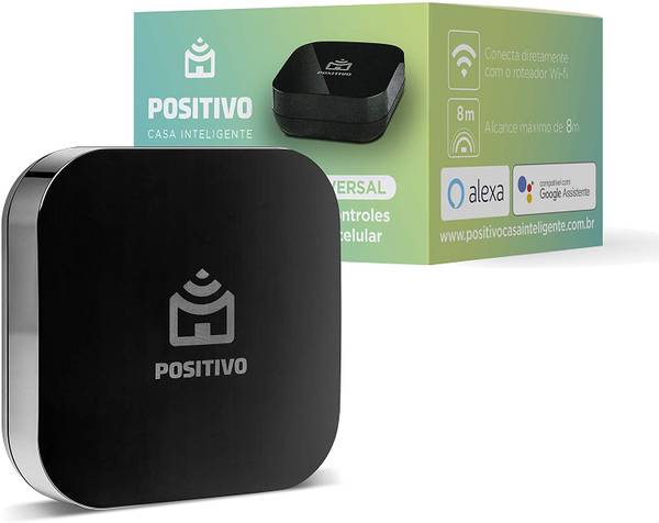 O Smart Controle Universal Wi-Fi Positivo é compatível com Alexa e Google Assistente, e instalando o aplicativo em seu smartphone é possível controlar os eletrônicos da sua casa de qualquer lugar