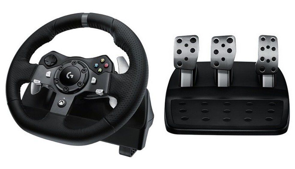 Logitech G920 Driving Force é ideal para jogar games de corrida — Foto: Reprodução/Americanas