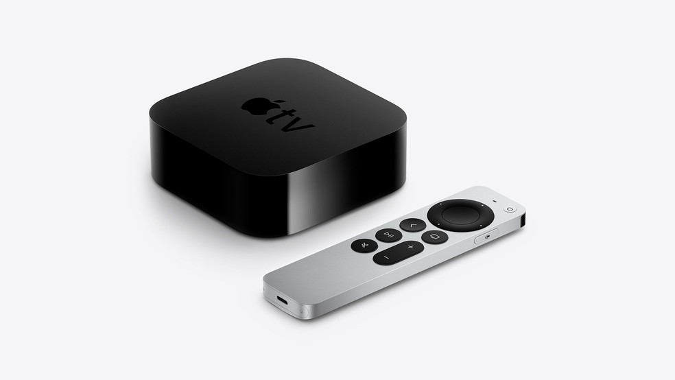 Apple TV vem com controle remoto capaz de aceitar comandos por voz — Foto: Divulgação/Apple