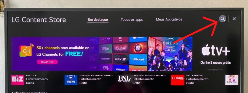 Clique na lupa para digitar o nome do Globoplay — Foto: Reprodução/Vitória Bernardes