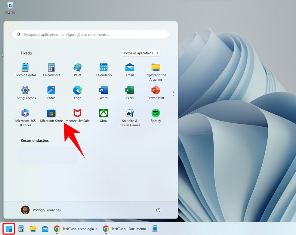 Saiba como acessar a Microsoft Store no Windows 11 — Foto: Reprodução/Rodrigo Fernandes