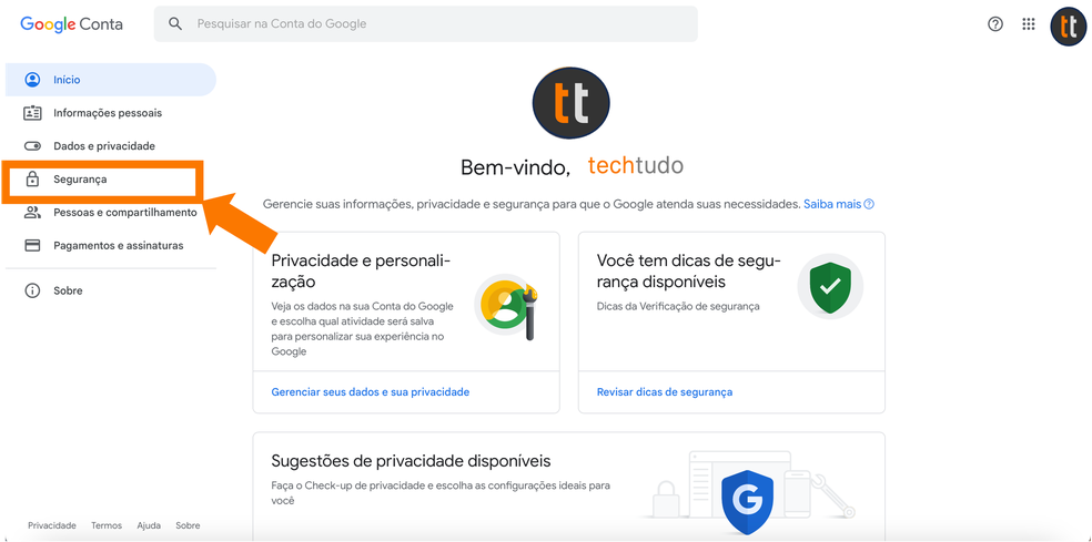 Desconectar dispositivos da conta do Gmail — Foto: Reprodução/Danilo Sousa