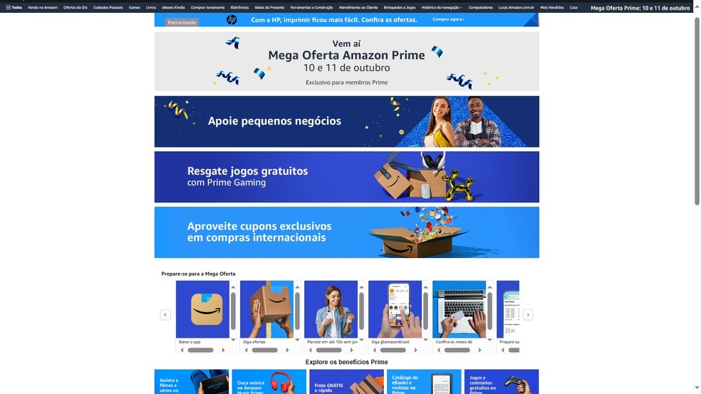 No dia da Mega Oferta Amazon Prime a página dedicada ao evento contará com produtos com descontos — Foto: Reprodução/Amazon