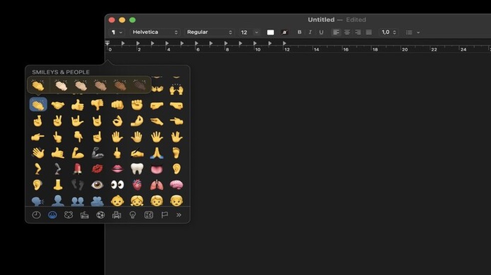 Use o atalho "Ctr + command + barra de espaço" para acessar o painel de emojis no Mac — Foto: Reprodução/Juliana Monaco