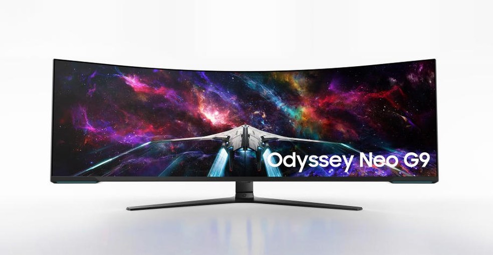 Samsung Odyssey Neo G9 tem 57 polegadas e proporção 32:9 — Foto: Divulgação/Samsung