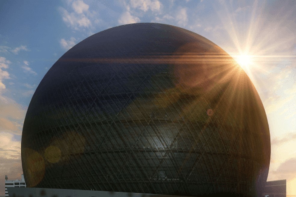 Vista diurna da The Sphere — Foto: Reprodução/Sphere