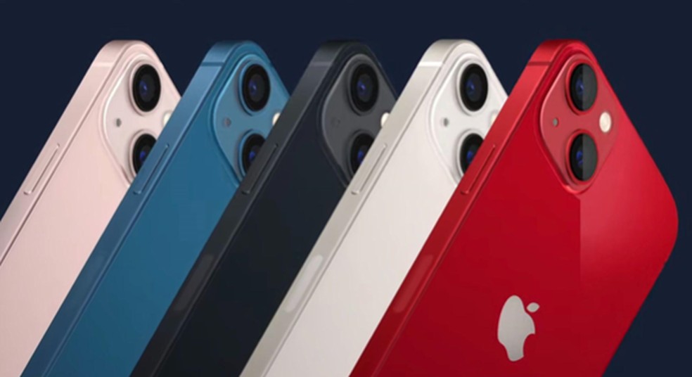 iPhone 13 está disponível em várias cores  — Foto: Reprodução/Apple 