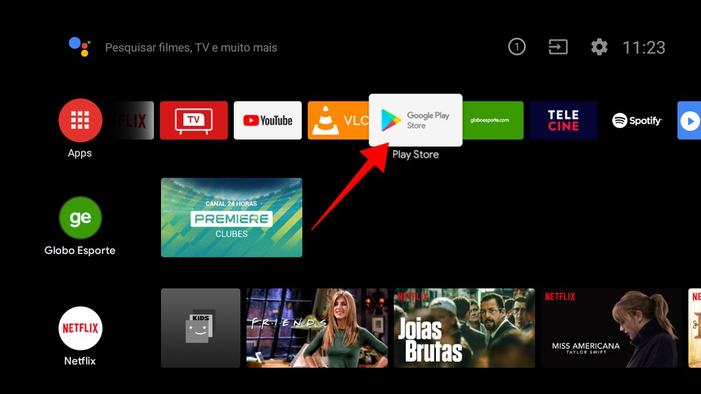 Abra a Google Play Store na TV com Android — Foto: Reprodução/Paulo Alves