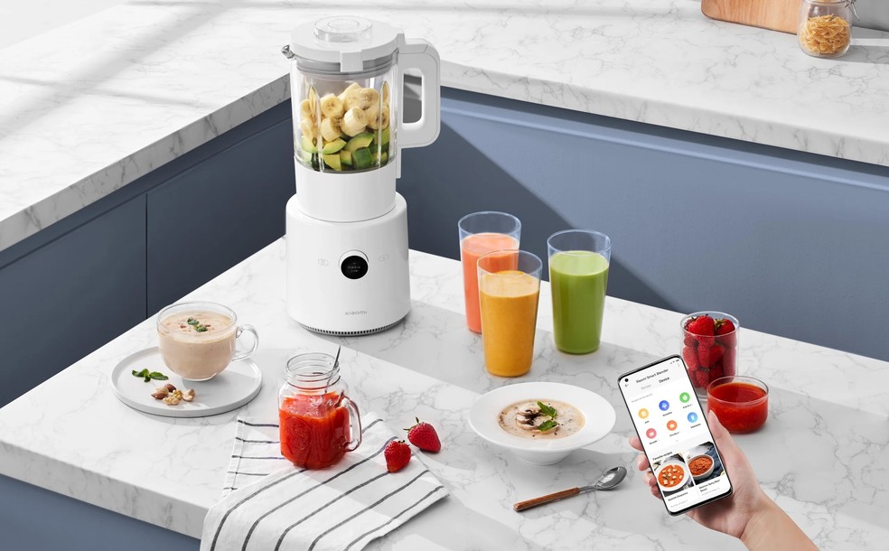  Smart Blender é capaz de agendar receitas pelo celular — Foto: Divulgação/Xiaomi