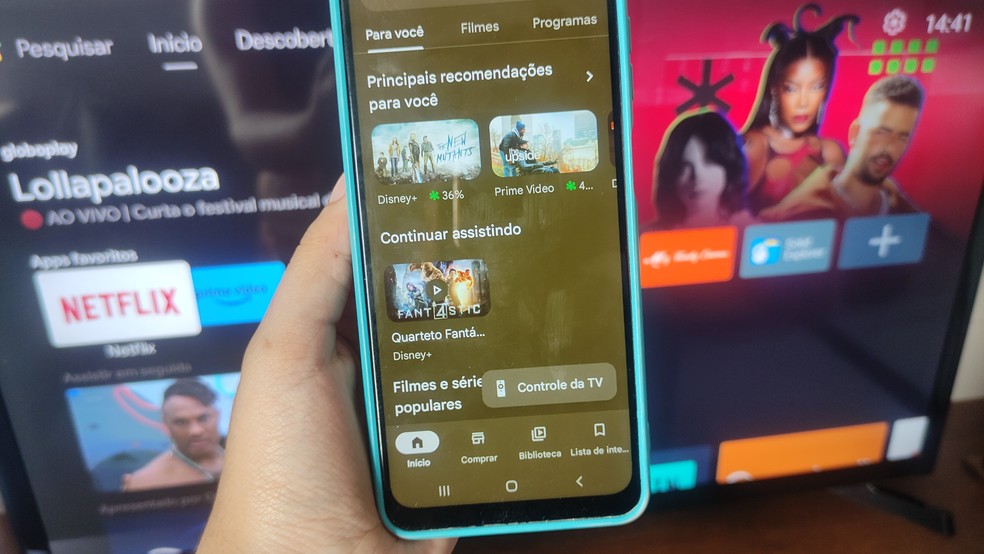 Google TV pode ser acessado em celulares e televisões  — Foto: Reprodução/Flávia Fernandes