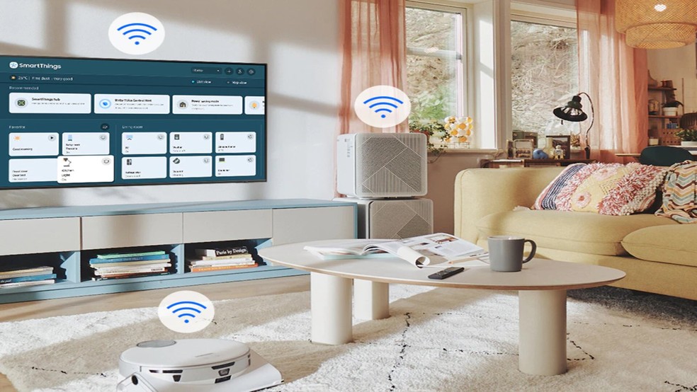 O SmartThings possibilita controlar diversos aparelhos inteligentes diretamente pela TV — Foto: Divulgação/Samsung