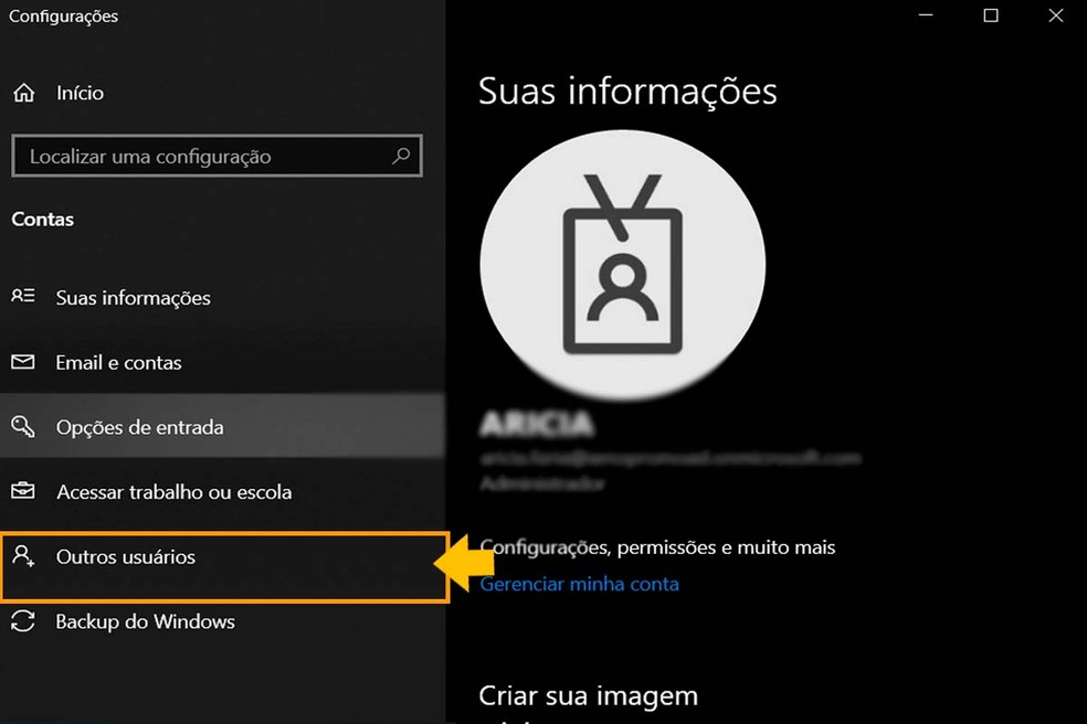 Como adicionar outros usuários no Windows 10 — Foto: Aricia Faria/TechTudo