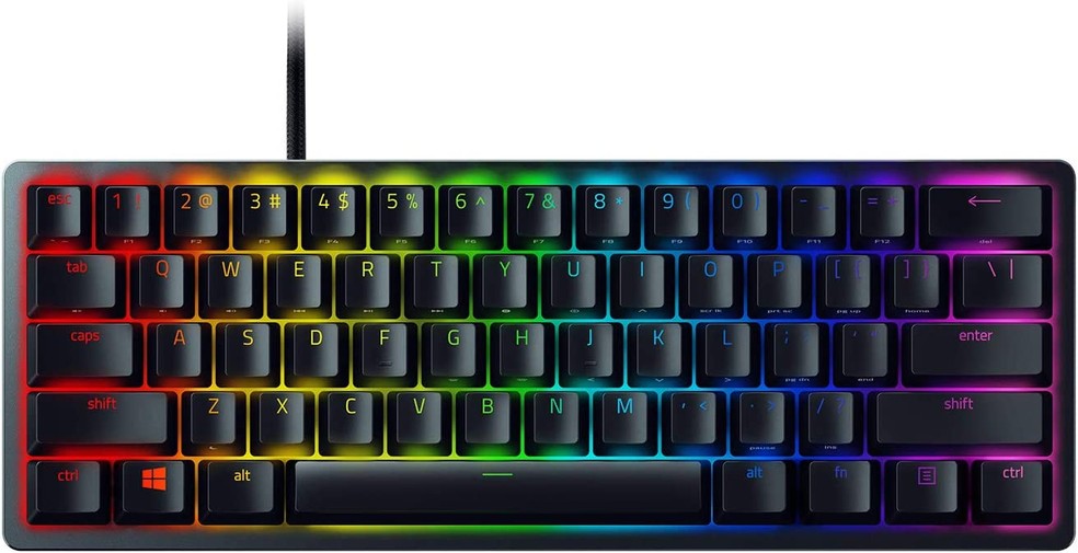 Razer Huntsman Mini tem iluminação RGB — Foto: Reprodução/Amazon