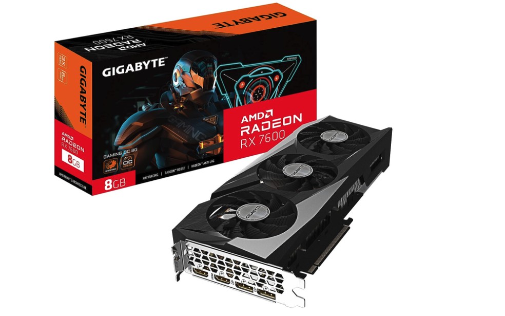 Gigabyte Radeon RX 7600 traz design robusto e sistema de arrefecimento avançado — Foto: Divulgação/Gigabyte