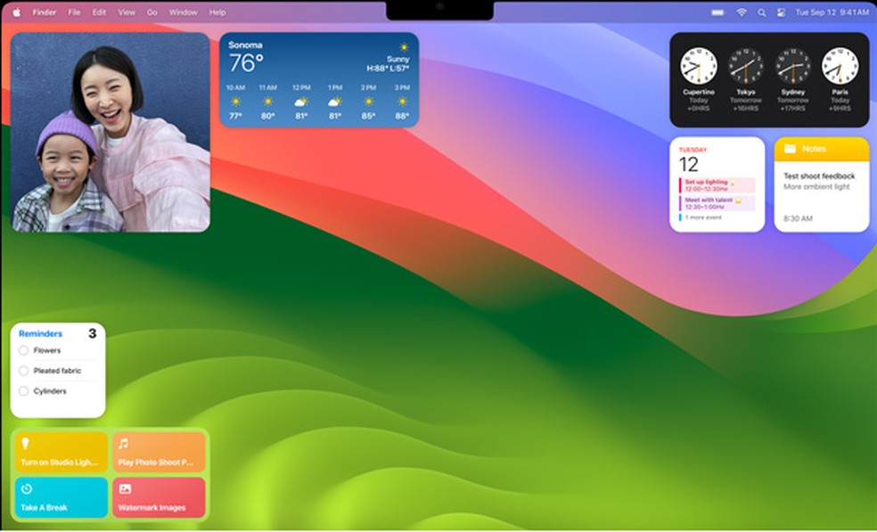 Com o macOS 14 Sonoma, a Apple passou a disponibilizar diversos recursos de widgets — Foto: Divulgação/Apple