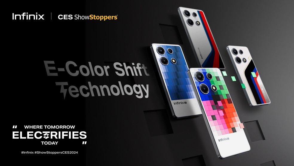 E-Color Shift é o novo conceito de tecnologia da Infinix que faz o celular mudar de cor — Foto: Divulgação/Infinix