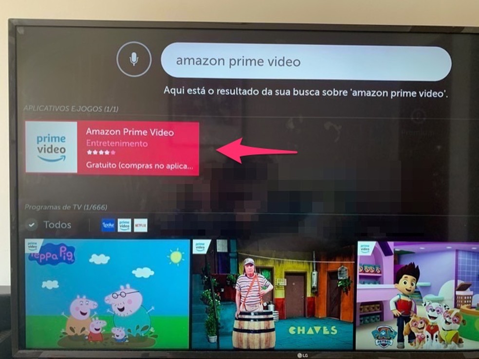 Ação para visualizar a página de download do app Amazon Prime Video em uma smart TV — Foto: Reprodução/Marvin Costa
