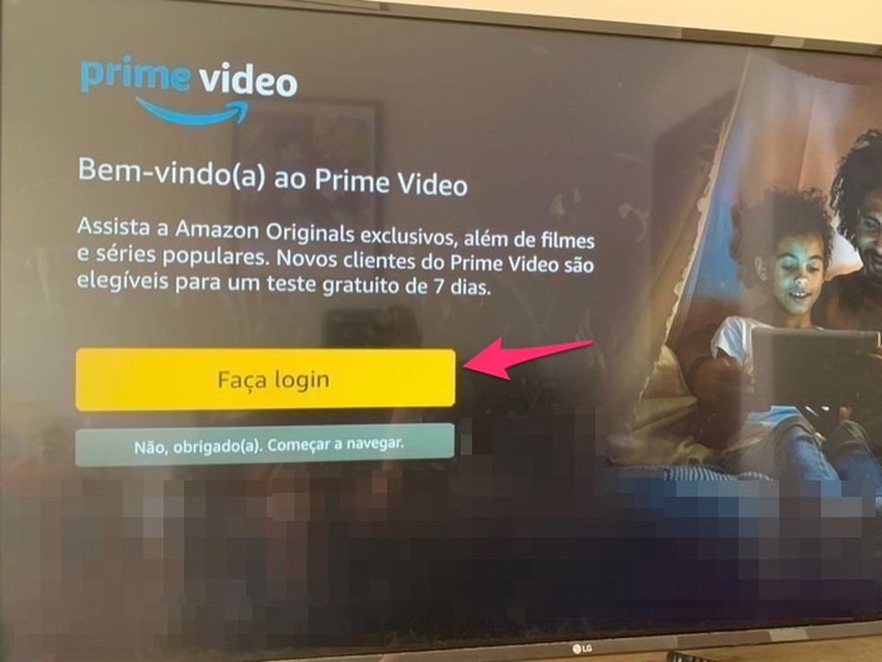 Ação para iniciar o login no aplicativo Amazon Prime Video — Foto: Reprodução/Marvin Costa