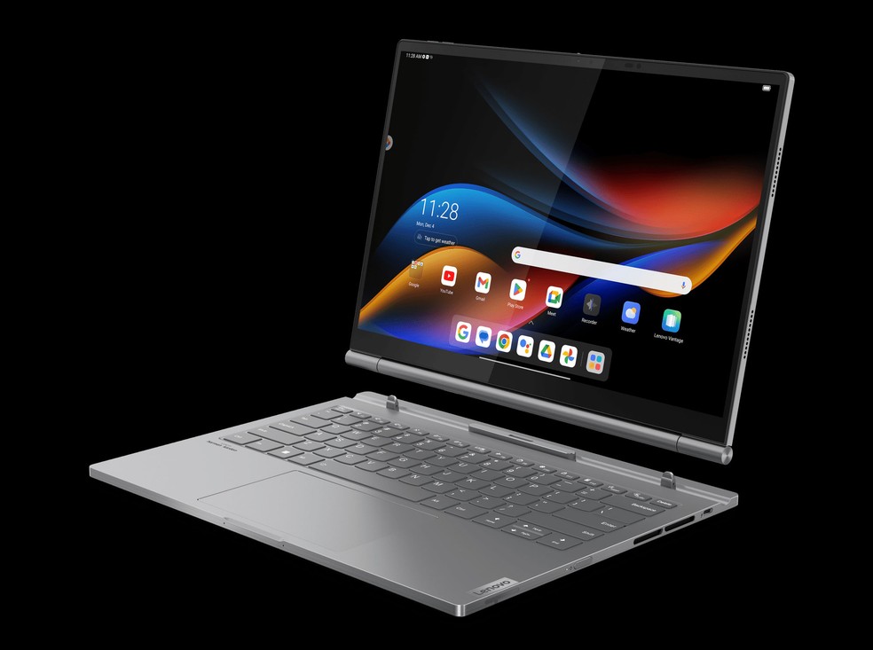 ThinkBook Plus Gen 5 Hybrid também pode ser usado como tablet, com caneta — Foto: Divulgação/Lenovo